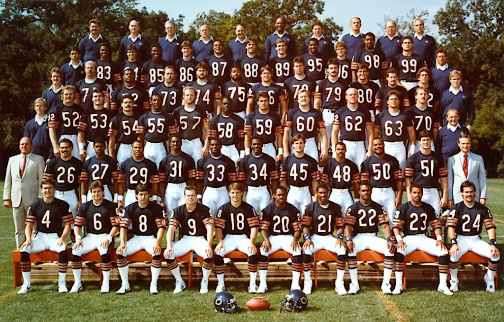 Foto del roster de los Bears de 1985, considerada la mejor defensiva de la historia de la NFL