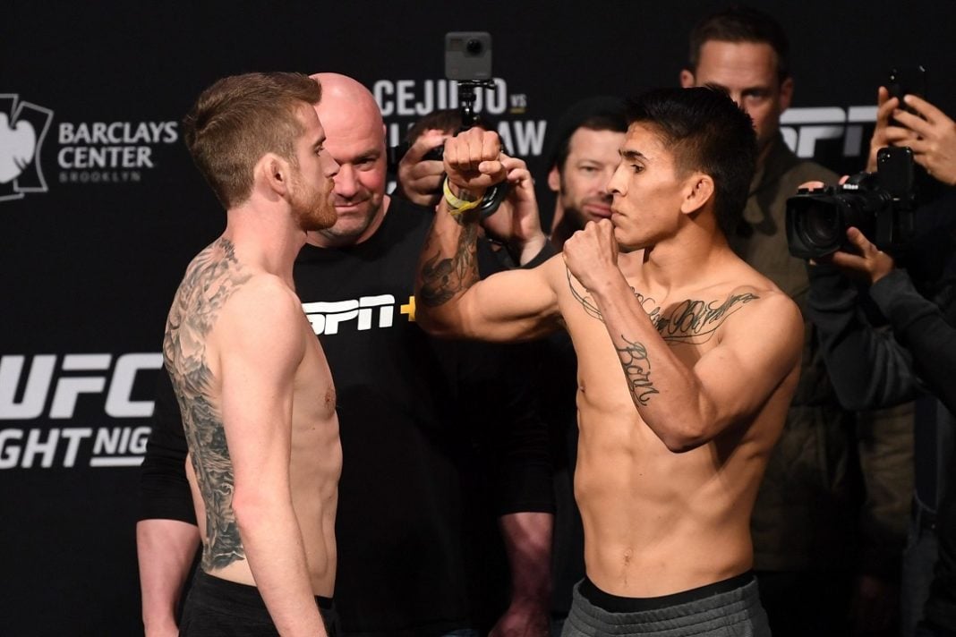 Cory Sandhagen vs Mario Bautista en su primer combate.